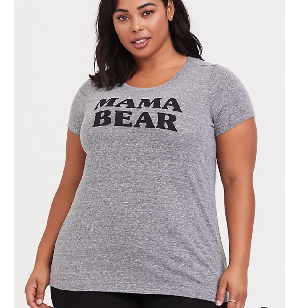 MAMA BEAR HEATHER GREY SLIM FIT CREW TEE size 2